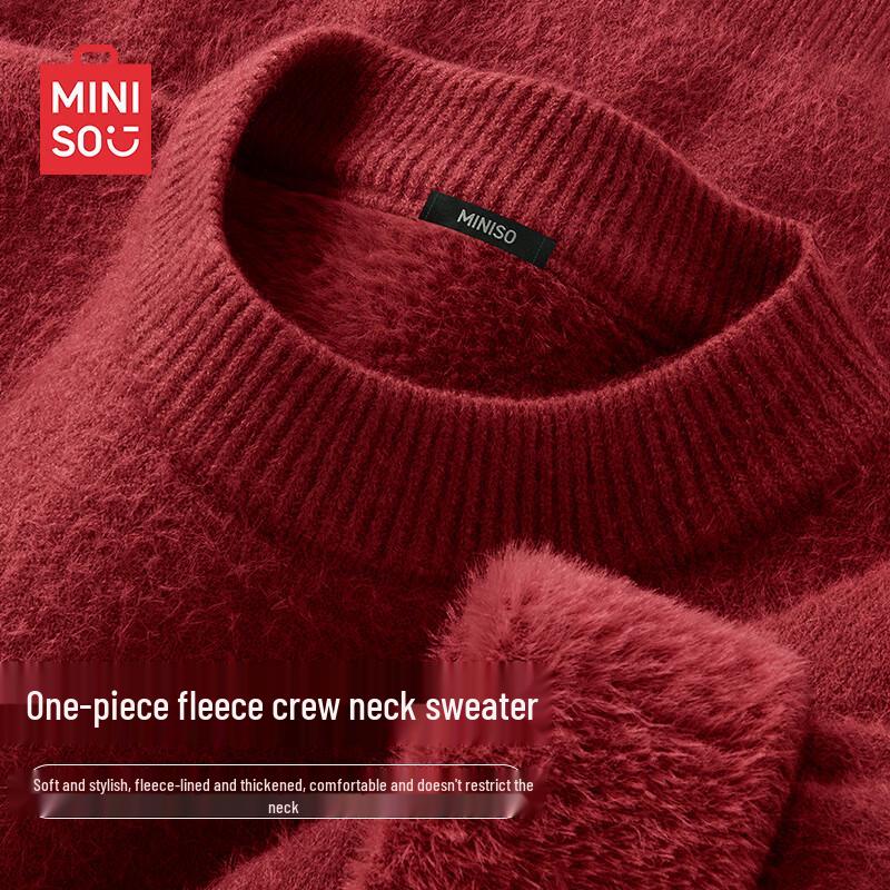 MINISO Men's Fleece-Lined Turtleneck Knit Sweater