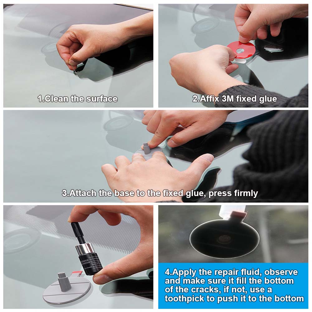 DIY Car Windshield Repair Kit Windscreen Glass Repair Tool Set for Star Half Moon Cracks or the