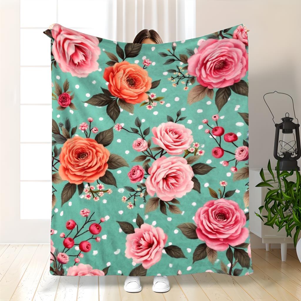 

Floral Spring Flannel Blanket - All-Season Soft Skin-Friendly Throw 70x100cm