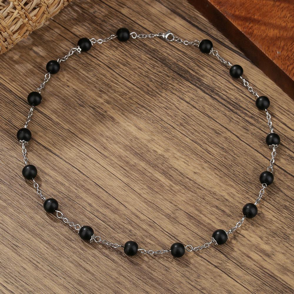 Emperor Stone Beaded Men's Collarbone Necklace: Stylish European & American Hip Hop Abacus Bead Chain