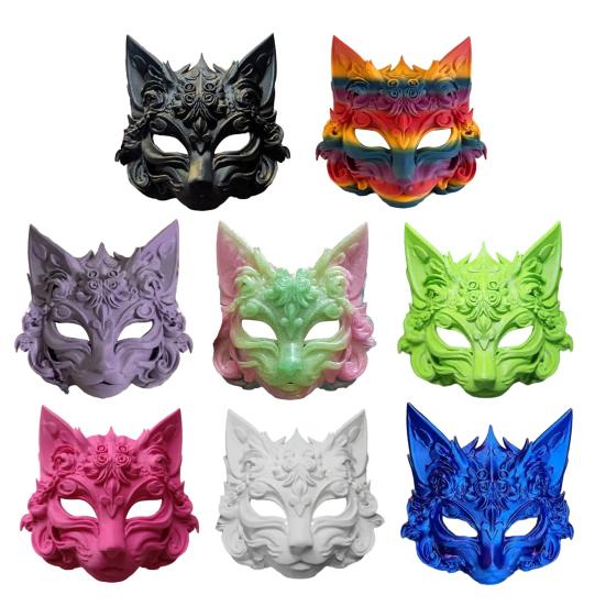 Fox Masque Plastic Fox Cat Animal Cosplay Half Face Masque for Halloween Masquerade Party Costume Accessory