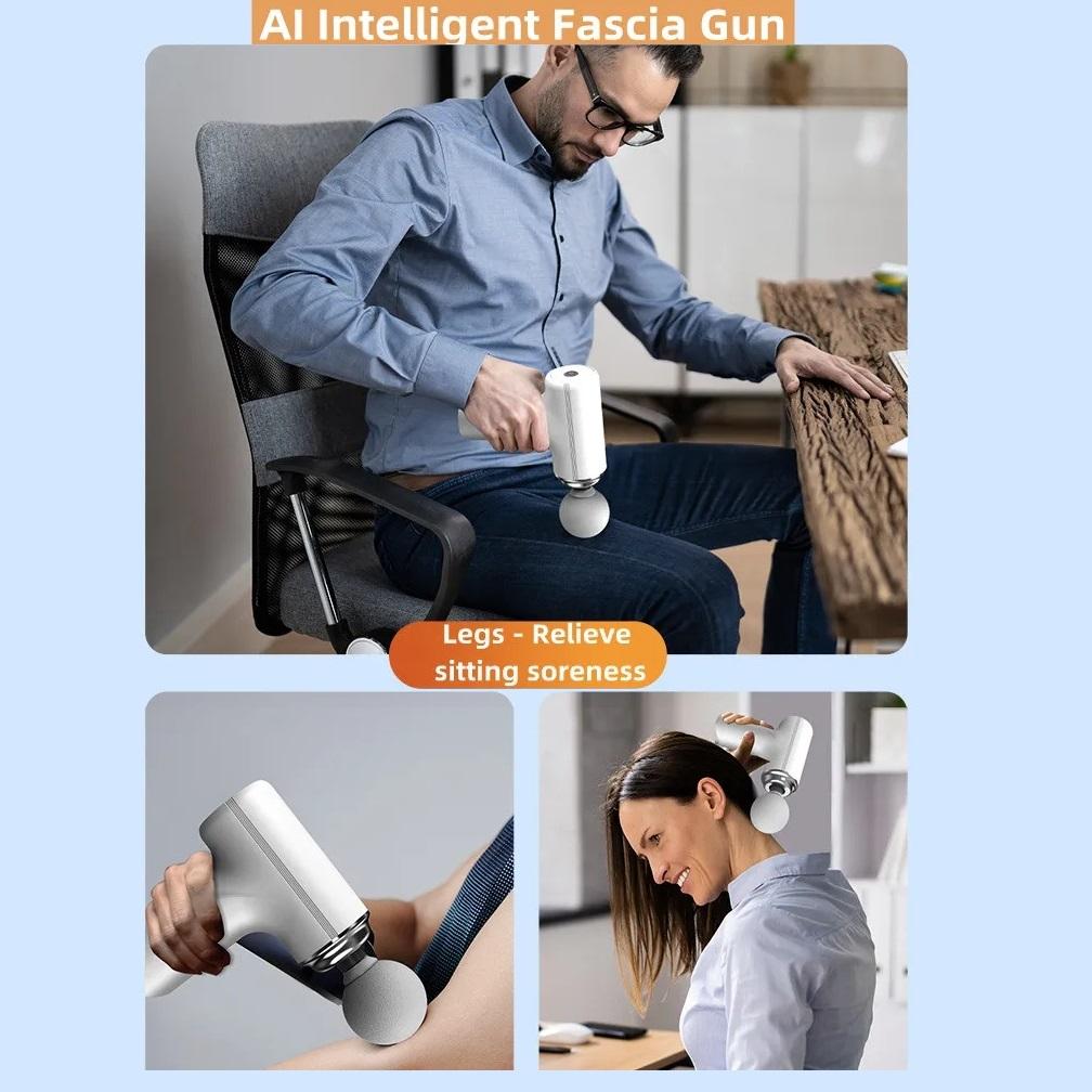 Intelligentes Massagegerät, Mini-Faszien-Massagegerät, tragbar, 6 Geschwindigkeiten, Percussion-Muskelmassagegerät, geräuscharm, Linderung von Rücken- und Nackenschmerzen, Entspannung