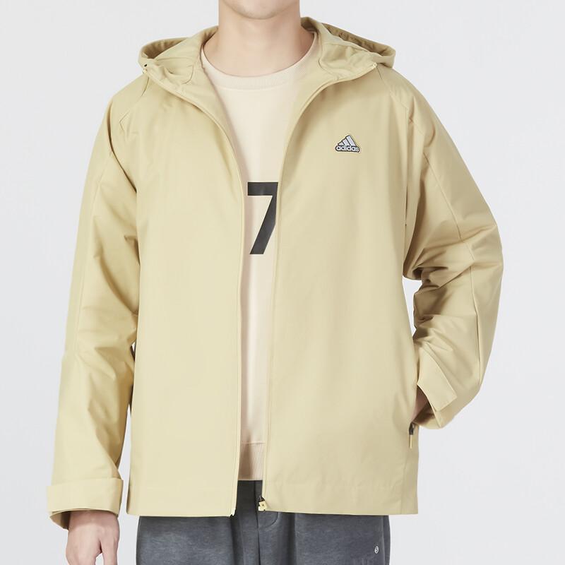 adidas Solid Color Logo Hooded Jacket HY5834