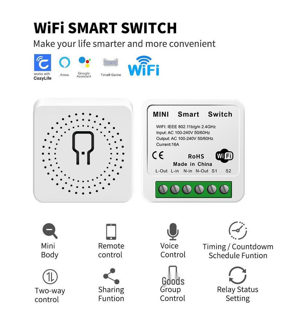 Cozylife Smarter WiFi-Schalter mit Alexa-Sprachsteuerung und App-Fernzugriff für Hausautomation