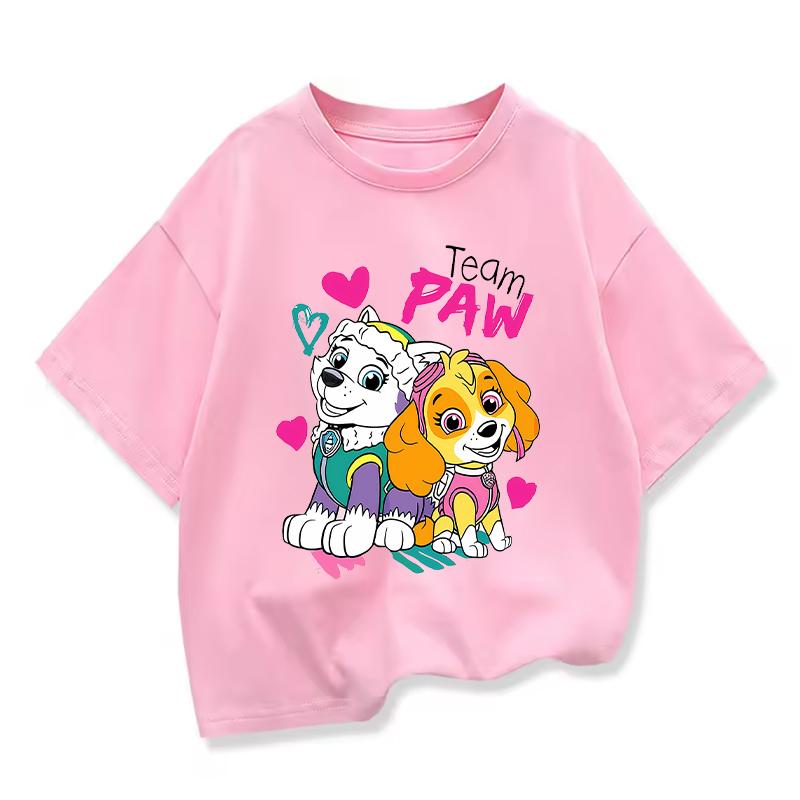

Summer Cartoon cute Skye Print T-Shirt for girls Casual Round Neck Short Sleeve Design Perfect for Toddlers Everyday Wear Holidays 100