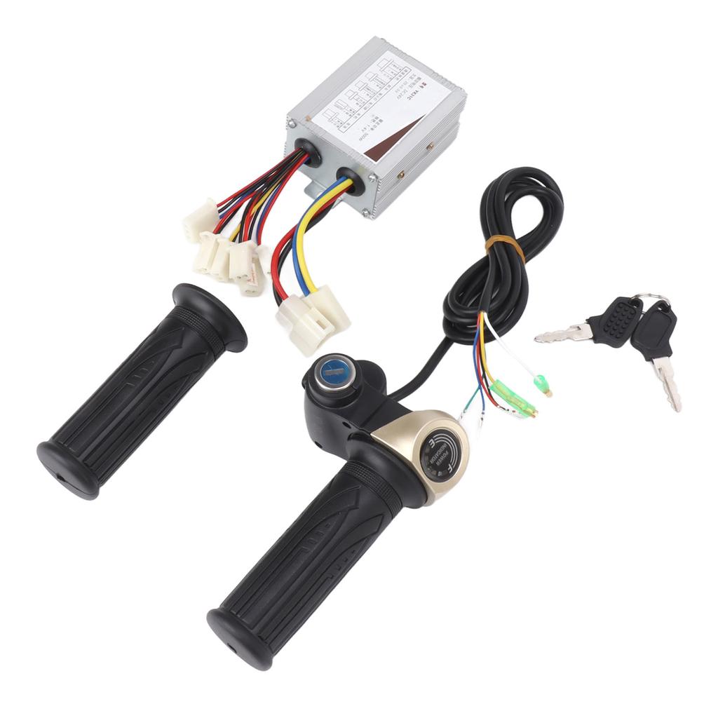 Brushed Controller 24V 500W Bike Motor Speed Controller with 24V Lockable Throttle Twist Grip Round Power Indicator for