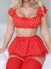 European & American Sexy Mesh Polka Dot Off-Shoulder Lingerie Three-Piece Set