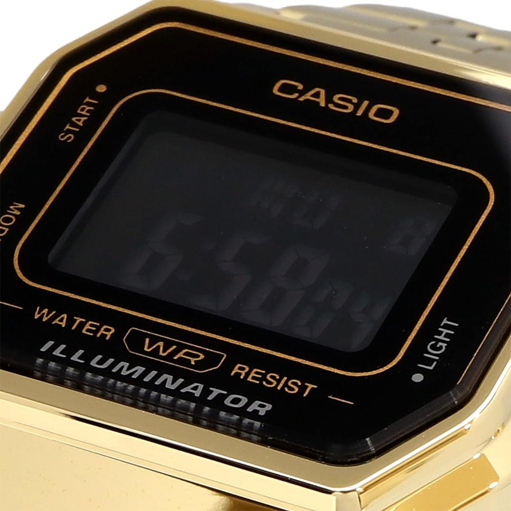 Zegarek cyfrowy CASIO Seria Vintage Ośmiokątna Tarcza Czarno-Złoty Odwrócony Wyświetlacz LCD Model Zagraniczny [Casio] LA680WGA-1B Damski
