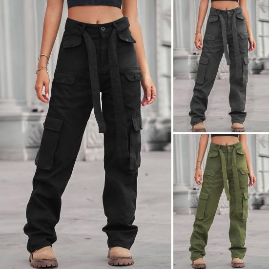 

Женские брюки-карго с регулируемым ремнем, моющиеся женские винтажные повседневные джинсовые брюки для повседневной носки