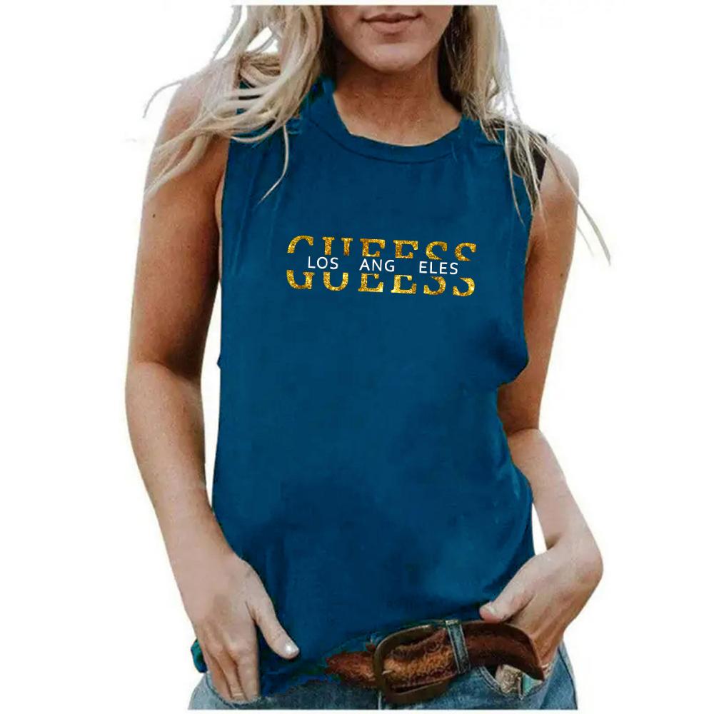 

Женская футболка без рукавов свободного кроя с круглым вырезом, большая повседневная футболка с принтом букв Los Angeles, модная уличная одежда 2XL