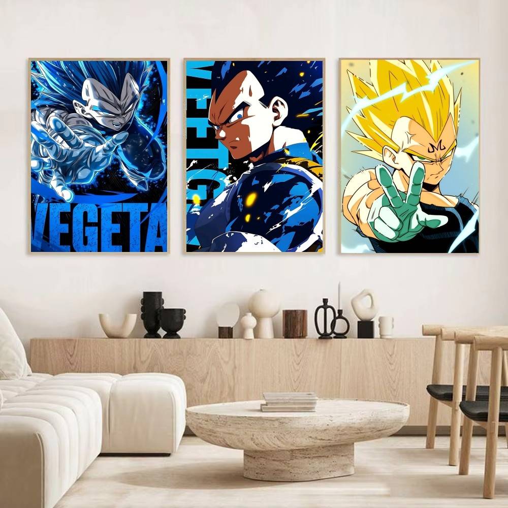 1pc Anime DRAGON BALL Vegeta Posters Self-adhesive Paper Print Home Living Room Bedroom Entrance Bar Cafe Art
