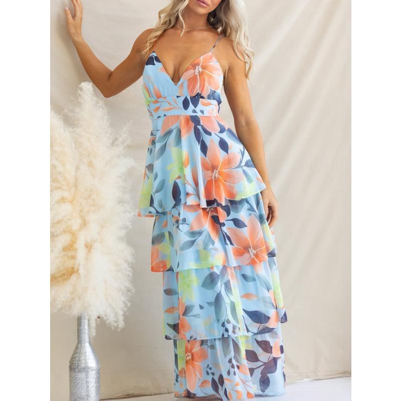 Women's Vacation Casual Style Floral Suspender Dress