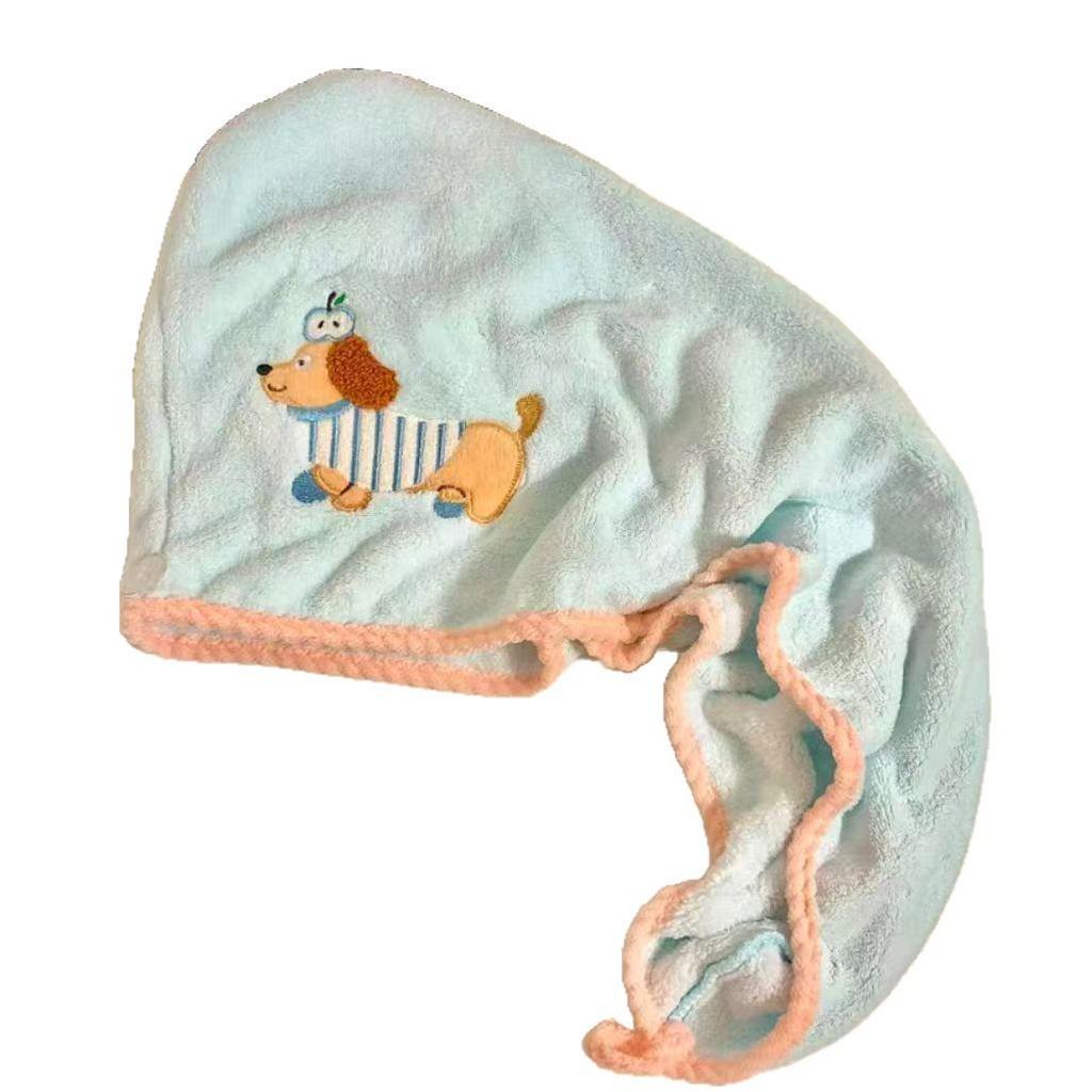 Cute Puppy Hair Drying Cap: Super Absorbent, Quick-Dry Coral Fleece Towel for Women