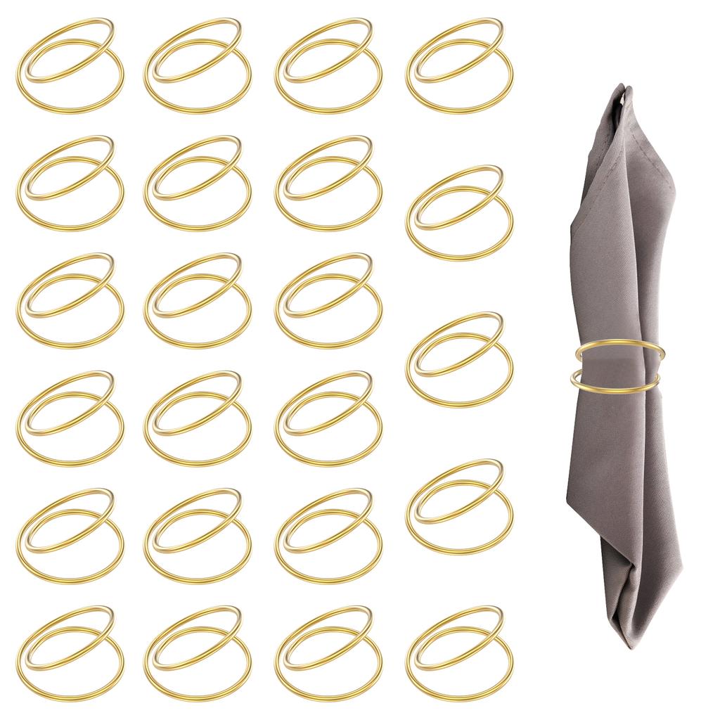 24Pcs Luxury Gold Napkin Ring Holder Decorative Dinner Table Serviette Buckle For Home Christmas Wedding Party Banquet Supplies