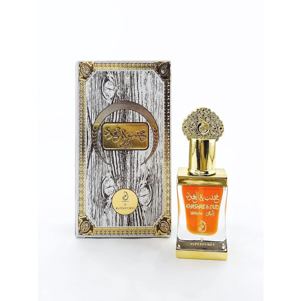 Huile de parfum concentrée Arabiyat Khashab & Oud White | Attar non alcoolisé pour hommes et femmes | 12 ml