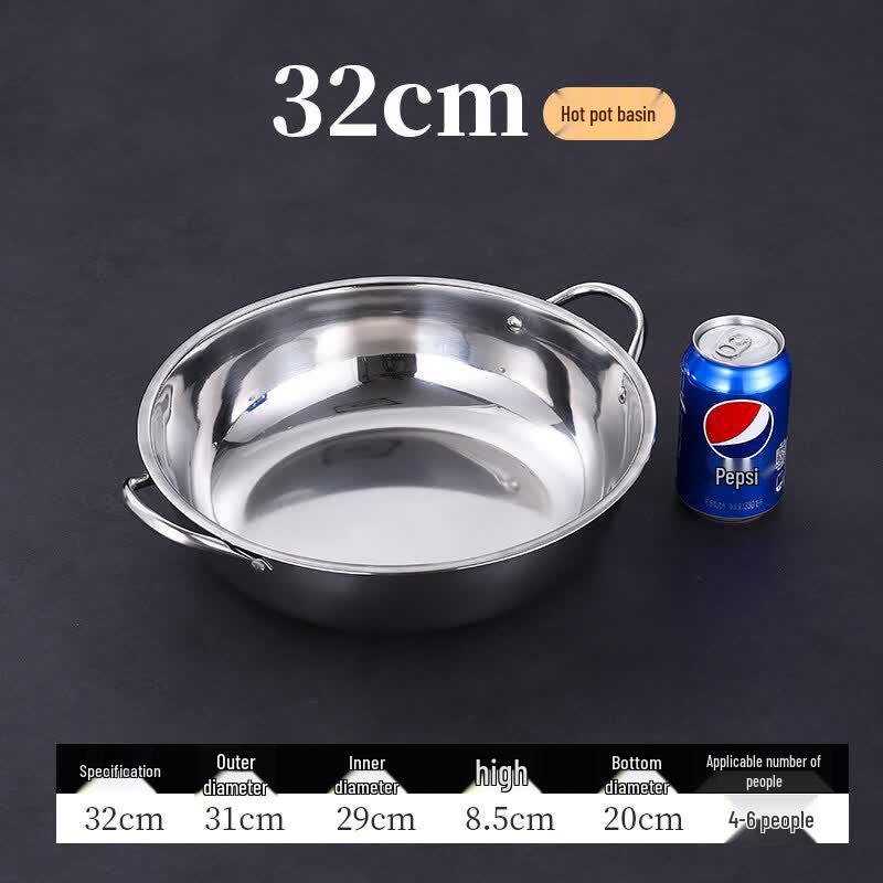 Stainless Steel Double-Handle Clear Soup Hot Pot