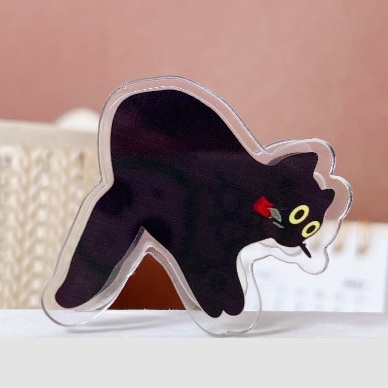 7Pcs Cute Cartoon Cat Pp Clip Acrylic Double-Sided High-Definition Pattern Paper Clip Stationery Supplies
