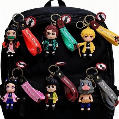 Figurine Anime Porte-clés Demon Slayer Porte-clés de Voiture Pendentif de Sac à Dos Dessin Animé Pendentif de Sac à Dos Fait Main Cadeaux d'Anniversaire de Noël pour Enfants