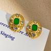 Classic Middle Women Girls Enamel Flower Earrings Ear Clip Vintage Elegant Lady High-end Party Banquet Accessories Jewelry