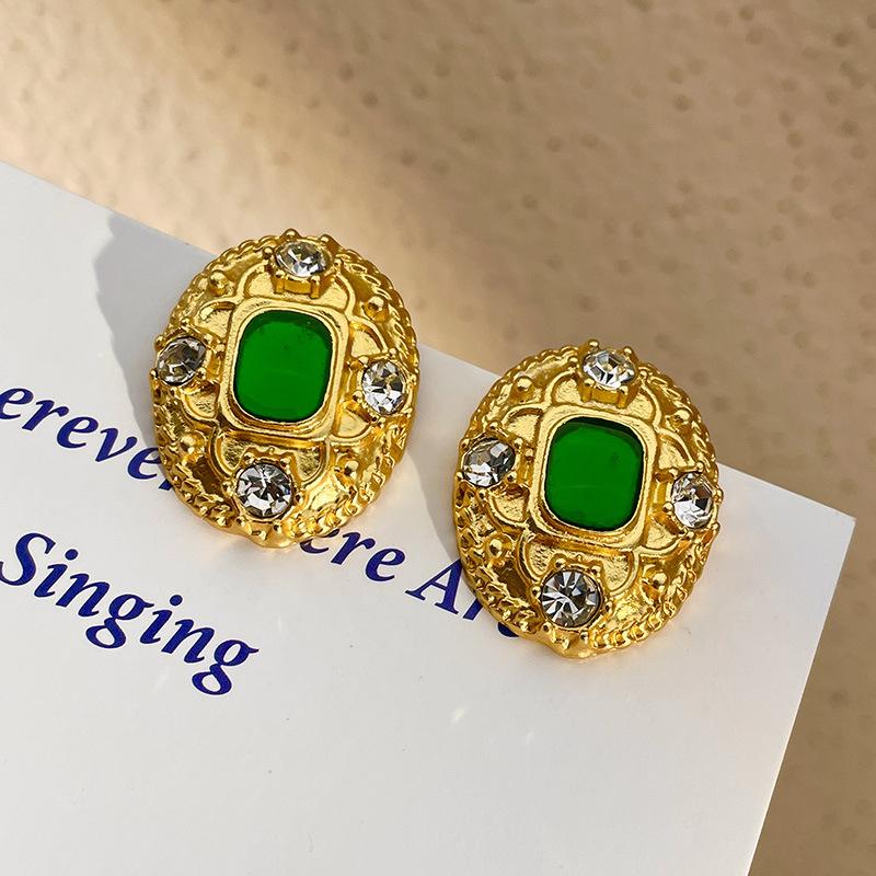 Classic Middle Women Girls Enamel Flower Earrings Ear Clip Vintage Elegant Lady High-end Party Banquet Accessories Jewelry