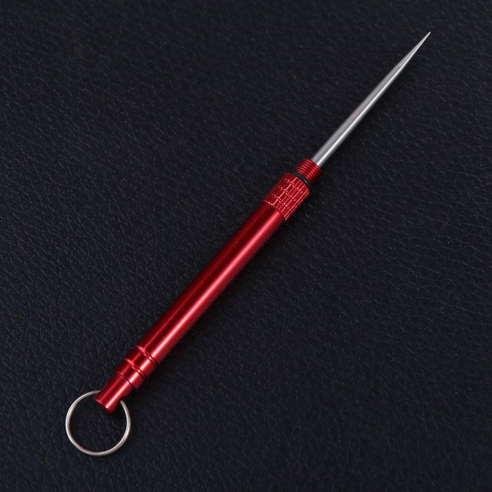 Multi-Purpose Tooth Cleaning Accessory with Holder Outdoor Portable Fruit Fork Toothpick Metal Toothpick EDC Tool красный