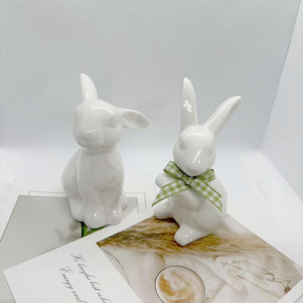 Kreatives Keramik-Kaninchen-Ornament für die Heimdekoration - Ideal für Wohnzimmer, Eingangsbereich oder Weinschrank.