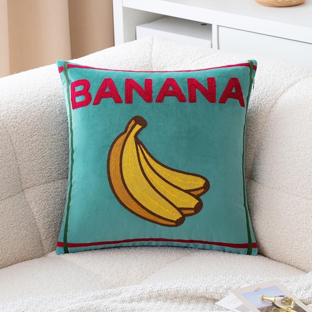 

Dopamine Fruit Embroidered Cushion Cover Velvet 45*45cm Sofa Pillowcase Washable Home Decor Decorative Pillow Covers