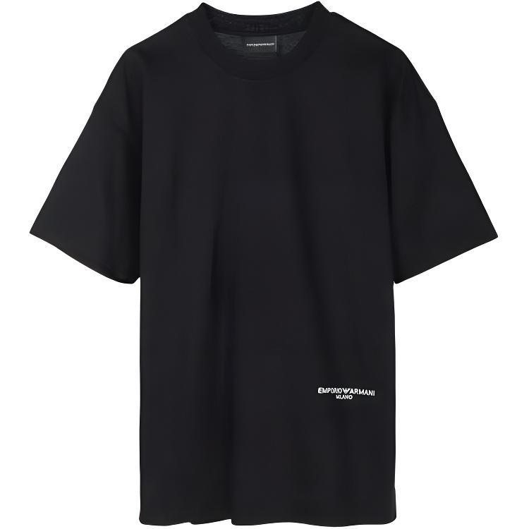 Emporio Armani Round Neck Solid Color Letter Print Short Sleeve T-Shirt Men tops Black 3R1TU7_1JSAZ_0999
