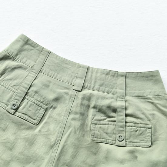 Women Cargo Pants Low-rise Multi-Pocket Design Wide Waist Retro Style Cropped Overalls Solid Color Straight Leg Work Pants