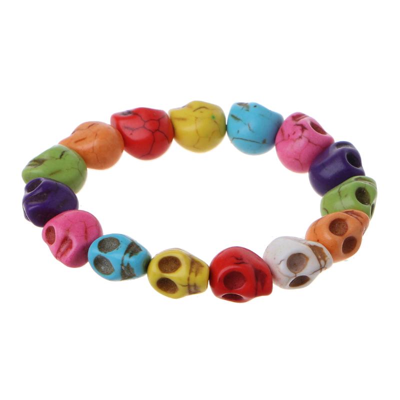 Tibetan Prayer Multi Color Skull Beads Handmade Stretch Bracelet Fashion Jewelry