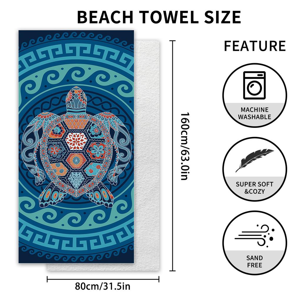 Turtle double-sided velvet quick-drying beach towel printed bath towel absorbent sports towel