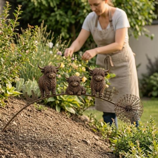 Commemorative Garden Statue Bird Floral Stake, Rustic Metal Yard Art Decorations with Dandelion Accent, Wing Sculpture Weather-Resistant for