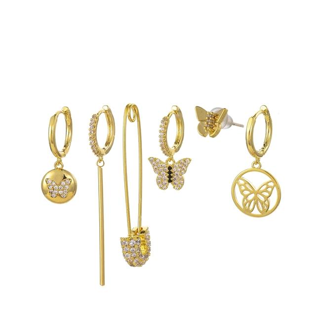 

ANENJERY набор сережек с микро-асфальтированным цирконием и бабочкой для женщин, изящные роскошные серьги из 6 предметов, оптовая продажа золотистый