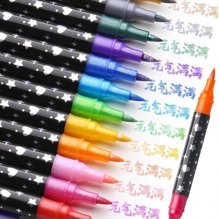 Dual-Head Acrylic Soft Tip Fluorescent Marker: Cross-border Art Watercolor Painting Pen