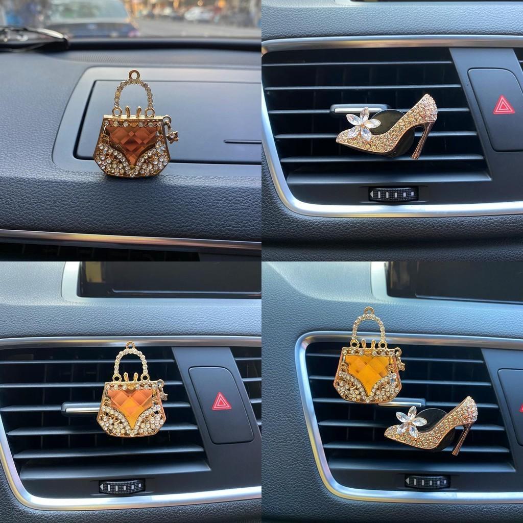 Crystal Studded High Heel Shoe Car Perfume Aromatherapy Decoration Alloy Fragrance Holder