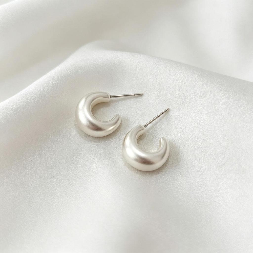 White Cashew Stud Earrings, Daily French C-Shaped Earrings for Women, Sweet Niche Design, Simple Versatile Temperament