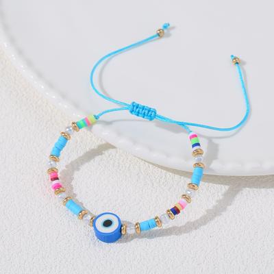 Evil Eye Multicolor Heishi Beaded Adjustable Bracelet for Women Bohemian Jewelry Gift