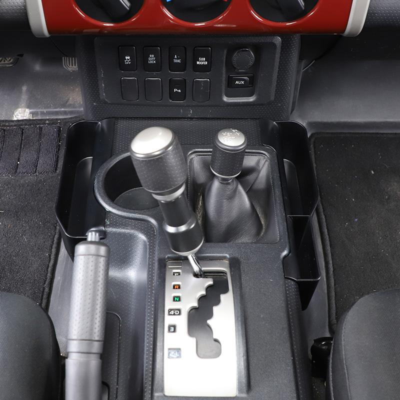 Car Gear Panel Side Storage Box Card Coin Organizer Tray For Toyota FJ Cruiser 2007- ABS Black Stowing Tidying