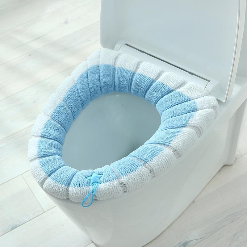 Winter Warm Toilet Seat Cover Mat Bathroom Toilet Pad Cushion with Handle Thicker Soft Washable Closestool Warmer Accessories