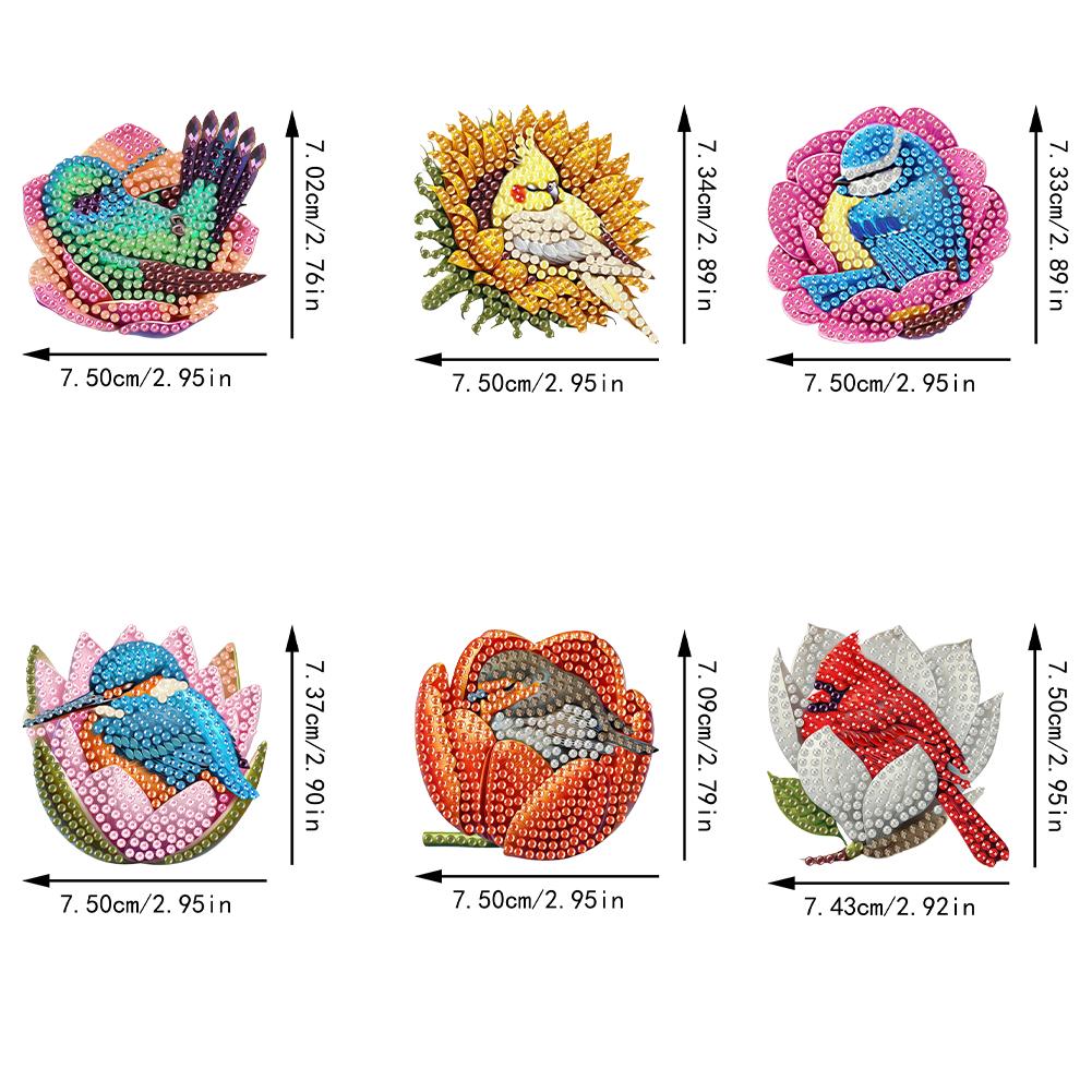 6Pcs Diamond Art Kits Fridge Magnets Diamond Art DIY Diamond Art Refrigerator Magnets DIY Art Crafts for Adults Beginners