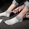 6 Pairs Toe Socks Men Cotton Striped Ankle Socks Sport Breathable Mesh Shaping Anti Friction No Show Short Sock With Five Finger