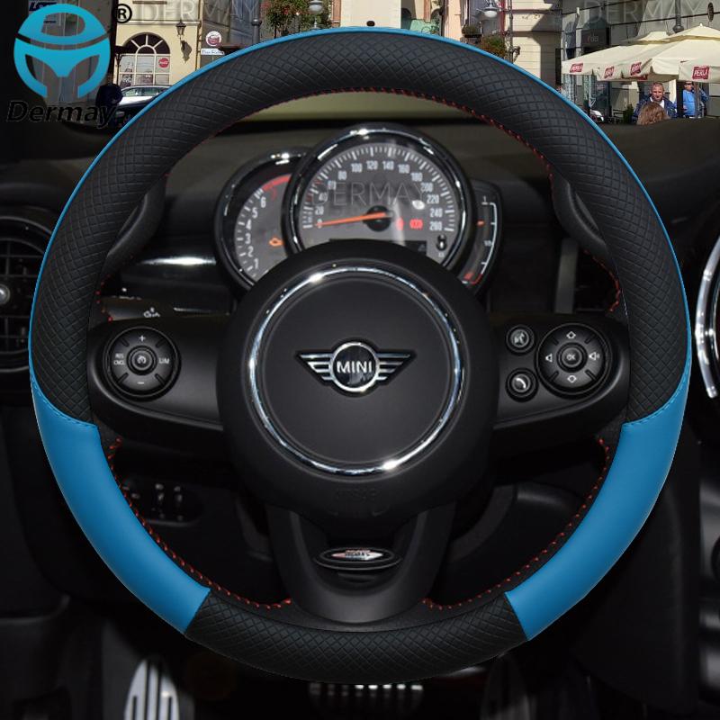 100% DERMAY Merke Lær Bil Rattdeksel for MINI Cooper One Clubman Countryman Clubvan Coupe Auto