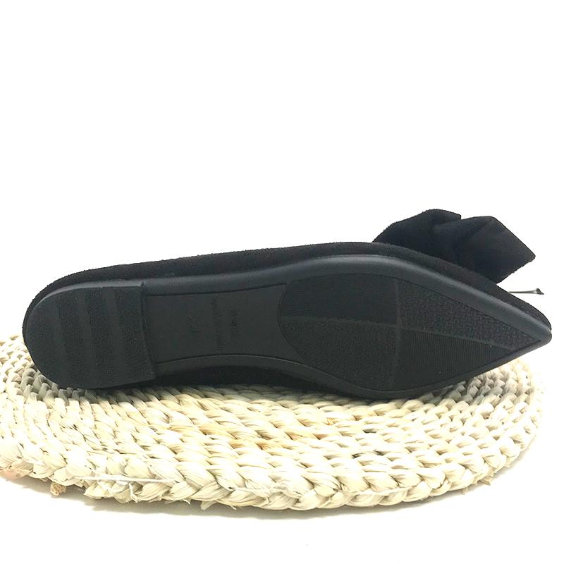 Women Black Flats with Big Bow Chinese Red Flat Heels Wedding Shoes Pointed Toe Size 33 45 Flock Leather All Match Sweet Loafers