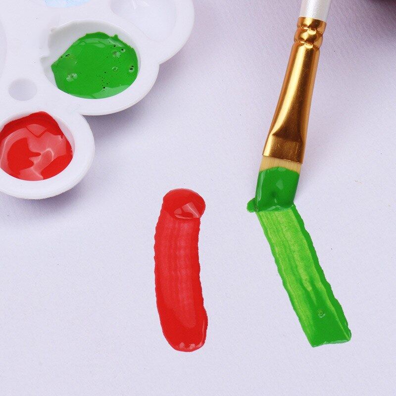 JOWOART 5 bucăți set student stâlp din lemn scurt perie de vopsea cu cap oblic guașă albă pictură pe apă bicolor nailon par pix acrilic pentru vopsea în ulei