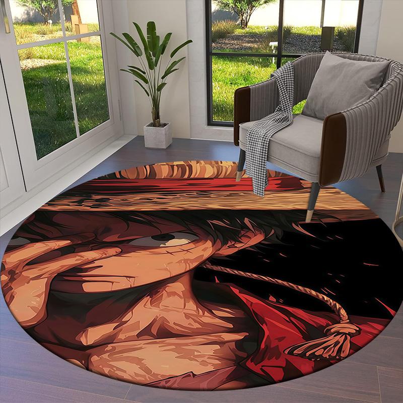 One Piece Monkey D Luffy Round Area Rug Carpet Rug For Living Room Bedroom Sofa Playroom Decor Nonslip Floor Mat
