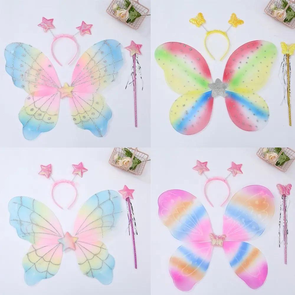 3pcs/set Princess Costume Fairy Wings Sets Dressing Up Party Props Dress-Up Wings DIY Halloween Decorations Angel Wings Girls