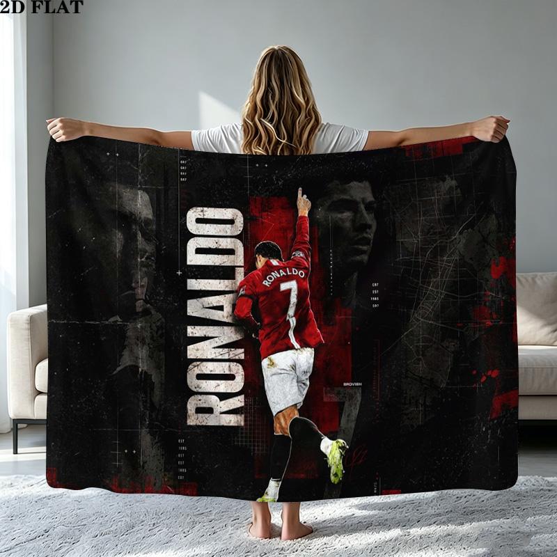 CR7 Print Flannel Blanket High Quality Warm Comfortable Cover for All Seasons Perfect for Gifts Home Decor
