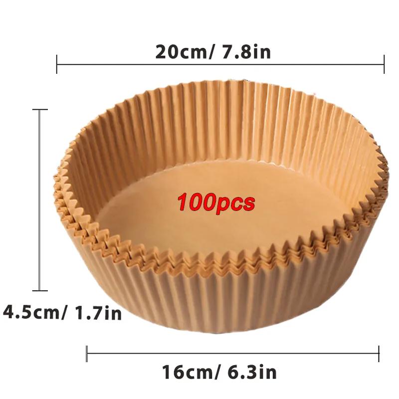 50/100Pcs Air Fryer Disposable Paper Non-Stick Airfryer Baking Papers Round Air-Fryer Paper Liners PaperKitchen Accessories