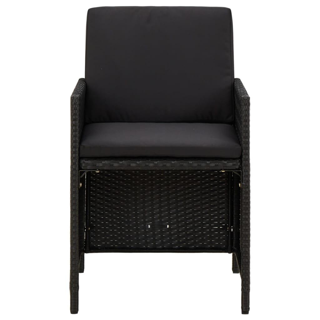 Garden Chairs with Cushions 4 Pcs Poly Rattan Black