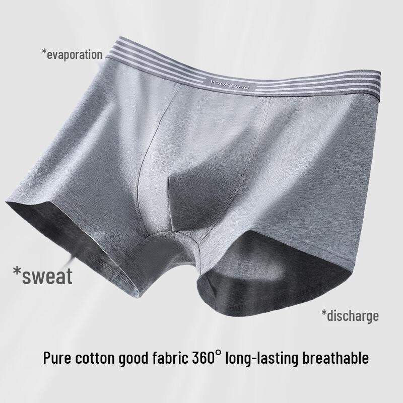 YOUKESHU Men's Xinjiang Cotton 10A Antibacterial Boxer Briefs 3-Pack